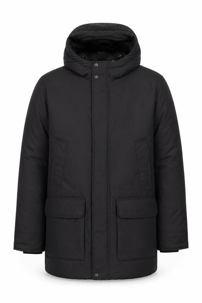 Marks and Spencer Men's Black Polyester Hooded Parka Coat M Regular