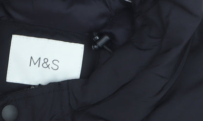 Marks and Spencer Men's Black Polyester Hooded Parka Coat M Regular