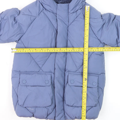 Marks and Spencer Girls Blue Hooded Puffer Jacket 4-5 Years Quilted Winter Coat
