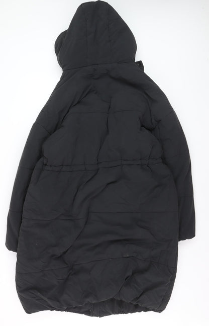 Marks and Spencer Unisex Black Hooded Long Puffer Coat Size 16
