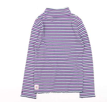 FatFace Girls Purple Striped Long Sleeve Roll Neck Top Age 9-10 Years