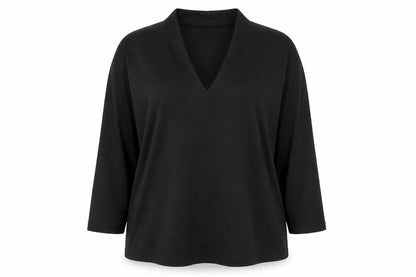 VIZAVIZ Women's Black V-Neck Long Sleeve Basic Blouse Size 18
