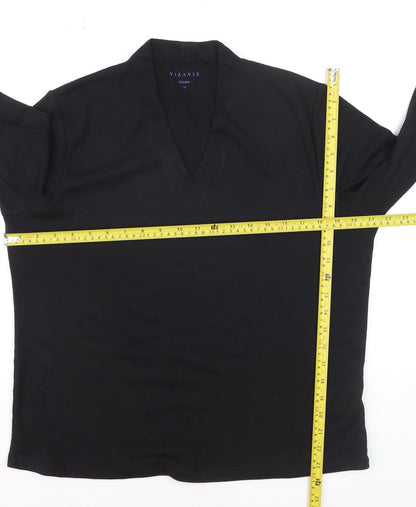 VIZAVIZ Women's Black V-Neck Long Sleeve Basic Blouse Size 18