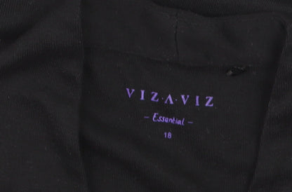VIZAVIZ Women's Black V-Neck Long Sleeve Basic Blouse Size 18