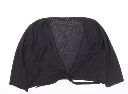 TIGI Women Black Plus Size 18 Open Front Tie Cardigan