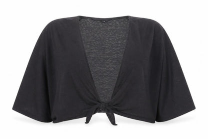TIGI Women Black Plus Size 18 Open Front Tie Cardigan
