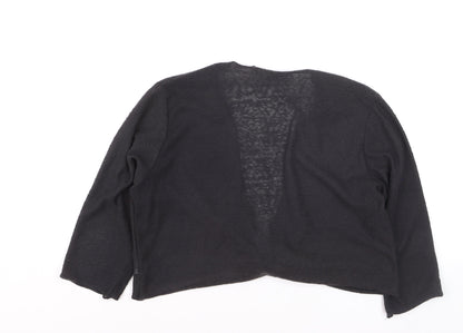 TIGI Women Black Plus Size 18 Open Front Tie Cardigan