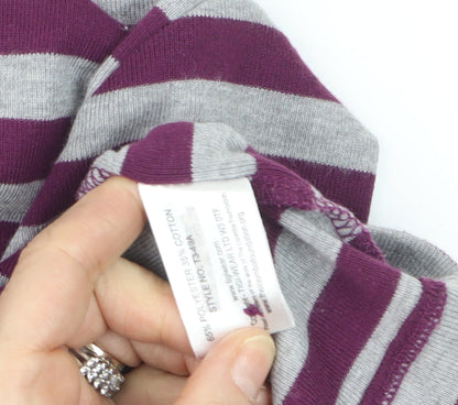 Tigi Women’s Purple Striped Collared 3/4 Sleeve Polo Shirt Size 18