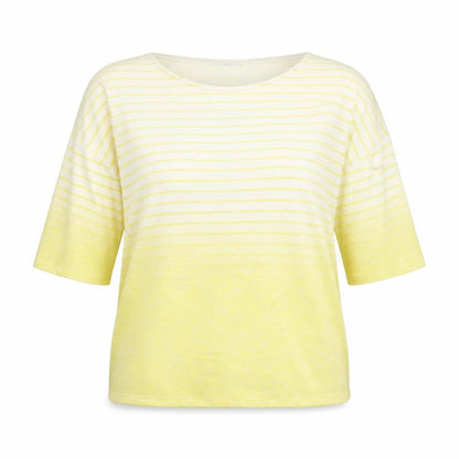 Tu Women Yellow Striped 3/4 Sleeve Relaxed Fit T-Shirt Size 20
