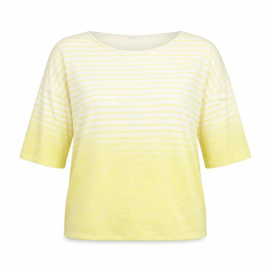 Tu Women Yellow Striped 3/4 Sleeve Relaxed Fit T-Shirt Size 20