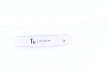 Tu Women Yellow Striped 3/4 Sleeve Relaxed Fit T-Shirt Size 20
