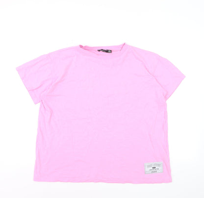Boohoo Women's Pink Basic Cotton Short Sleeve T-Shirt Size M