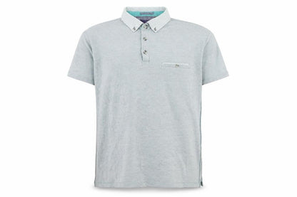 Easy Men's Grey Cotton Button-Down Collar Polo Shirt Size L