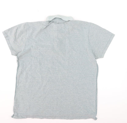 Easy Men's Grey Cotton Button-Down Collar Polo Shirt Size L
