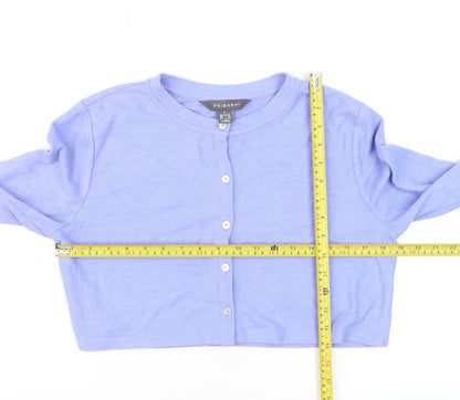 Primark Women’s Purple Cotton Cropped Button Cardigan Size S
