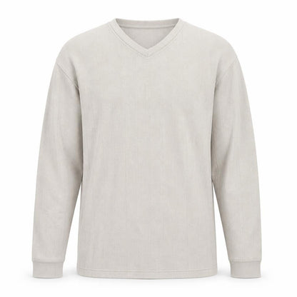 Easy Mens Beige Cotton V-Neck Jumper Size L Lightweight Knit