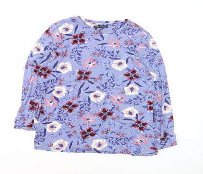 Marks and Spencer Women’s Blue Floral Long Sleeve Jersey T-Shirt UK 12