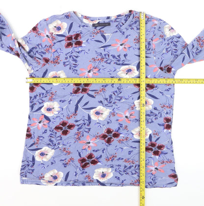 Marks and Spencer Women’s Blue Floral Long Sleeve Jersey T-Shirt UK 12