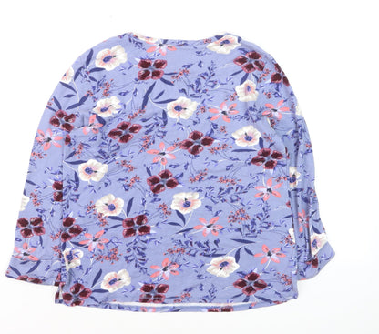 Marks and Spencer Women’s Blue Floral Long Sleeve Jersey T-Shirt UK 12
