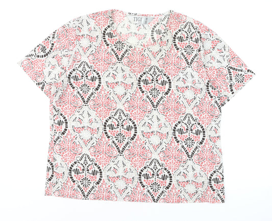 Tigi Wear Women's Pink Geometric Short Sleeve T-Shirt Size 22