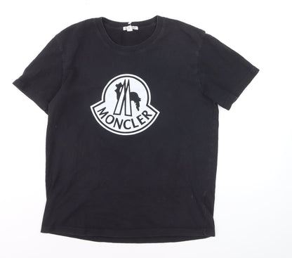 Moncler Men’s Black XL Logo Cotton Crew Neck Short Sleeve T-Shirt