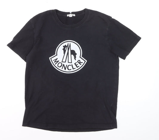 Moncler Men’s Black XL Logo Cotton Crew Neck Short Sleeve T-Shirt