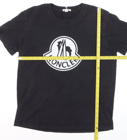 Moncler Men’s Black XL Logo Cotton Crew Neck Short Sleeve T-Shirt