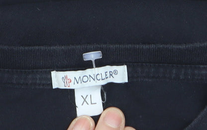 Moncler Men’s Black XL Logo Cotton Crew Neck Short Sleeve T-Shirt