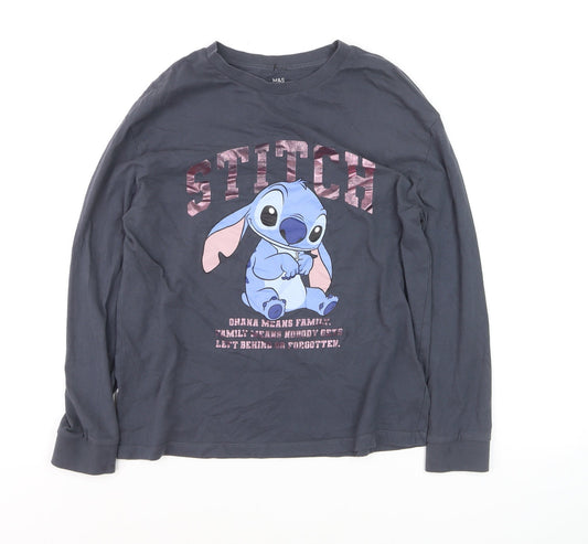 Marks and Spencer Girls Grey Stitch Long Sleeve T-Shirt 12-13 Years