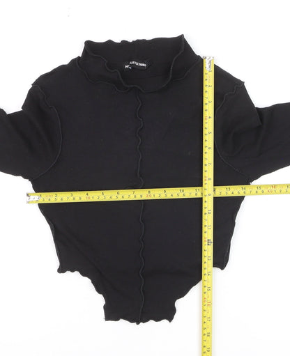 PrettyLittleThing Women's Black Cropped Long Sleeve Mock Neck Top Size 4
