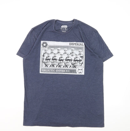Tu Star Wars Men's Blue Graphic Print Crew Neck T-Shirt Size L