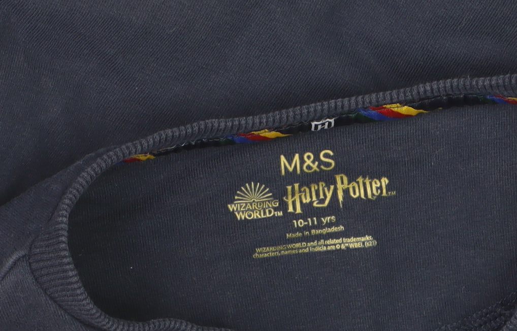 Marks and Spencer Girls Blue Harry Potter Hogwarts Long Sleeve T-Shirt 10-11 Years