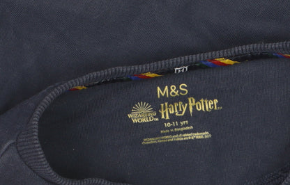 Marks and Spencer Girls Blue Harry Potter Hogwarts Long Sleeve T-Shirt 10-11 Years