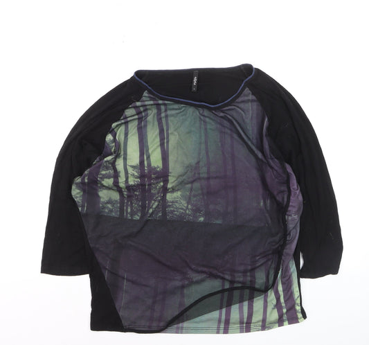 Edyta Women's Black Nature Print Relaxed 3/4 Sleeve T-Shirt XL