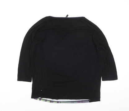 Edyta Women's Black Nature Print Relaxed 3/4 Sleeve T-Shirt XL
