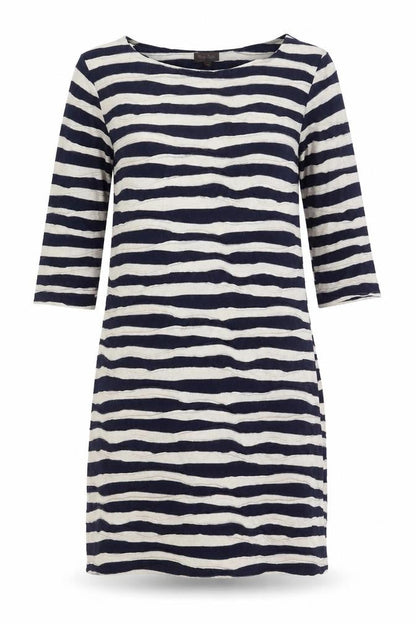 Phase Eight Women Blue Striped Knee Length Shift Dress Size 10