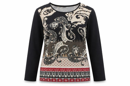 Alexara Women’s Multicoloured Paisley Jersey Long Sleeve Top L