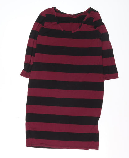 Therapy Women’s Burgundy Black Stripe Shift Dress Size 12