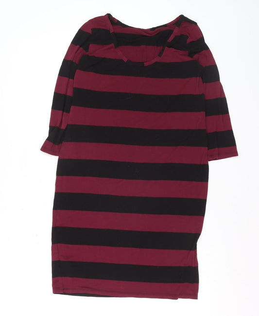 Therapy Women’s Burgundy Black Stripe Shift Dress Size 12