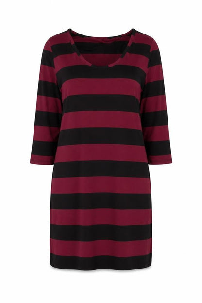 Therapy Women’s Burgundy Black Stripe Shift Dress Size 12