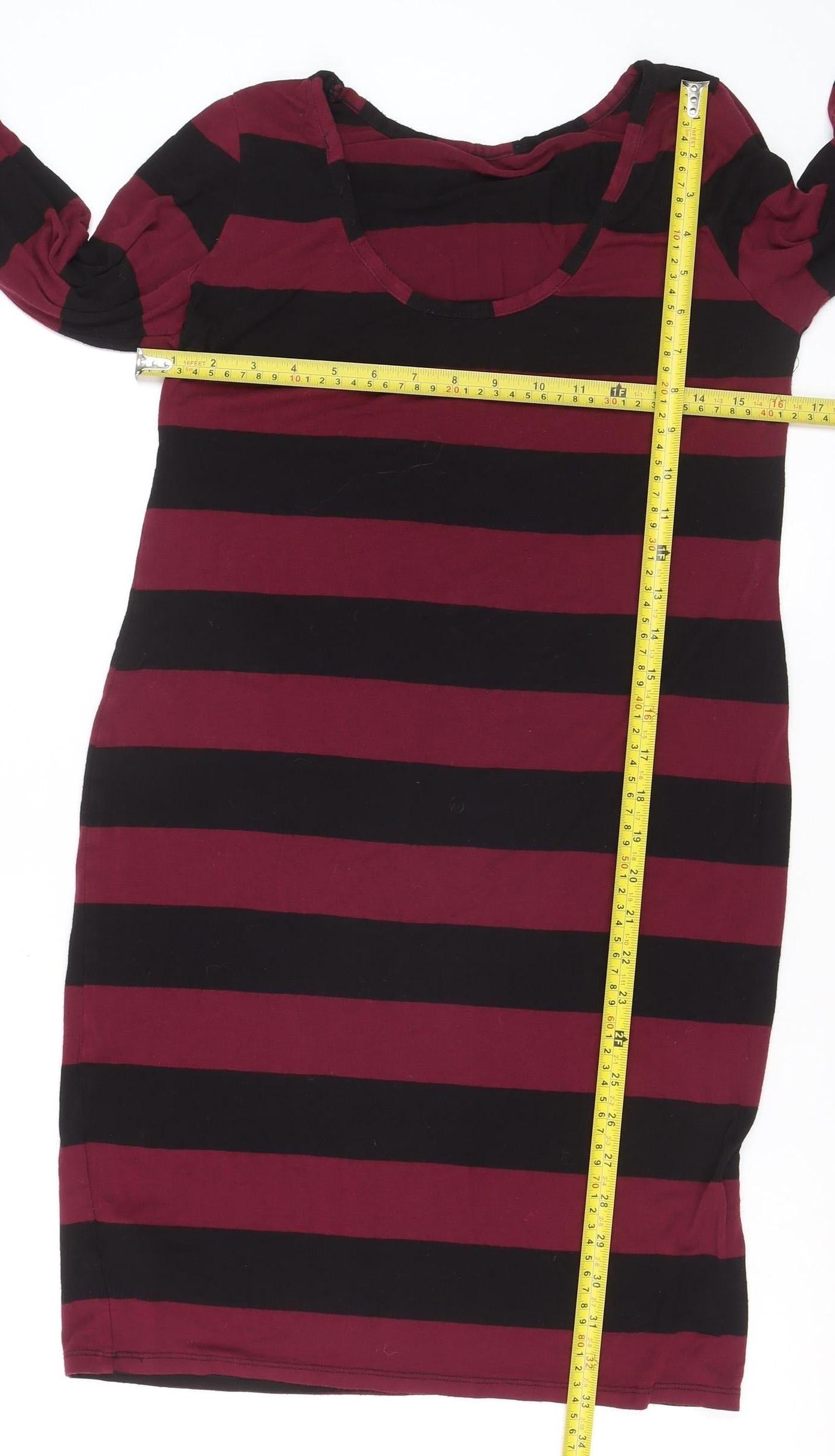 Therapy Women’s Burgundy Black Stripe Shift Dress Size 12