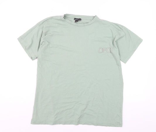 Boohoo Men’s Sage Green Crew Neck Cotton T-Shirt Size S
