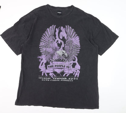 The People Vs Men's Black Graphic Eagle T-Shirt Medium