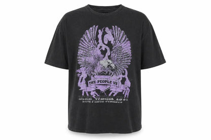 The People Vs Men's Black Graphic Eagle T-Shirt Medium