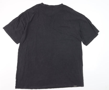 The People Vs Men's Black Graphic Eagle T-Shirt Medium