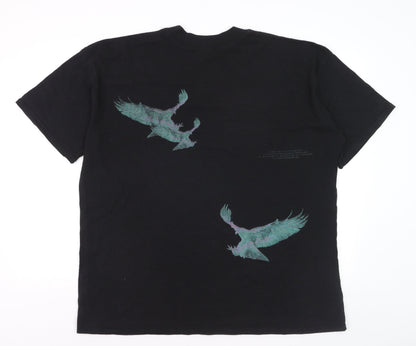 boohooMAN Men Black Graphic Bird Logo T-Shirt L Regular Fit