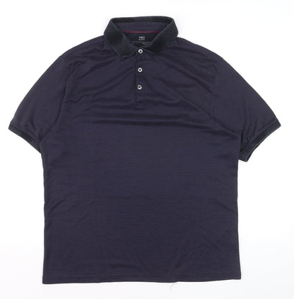 Marks and Spencer Men's Blue Regular Fit Polo Shirt Size M
