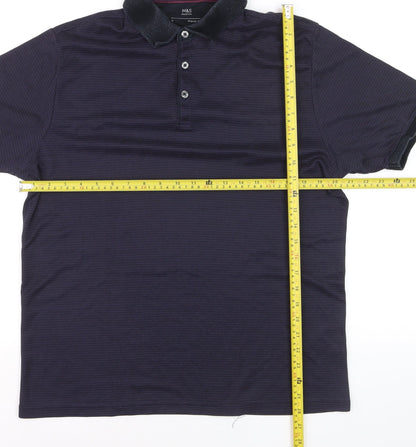 Marks and Spencer Men's Blue Regular Fit Polo Shirt Size M