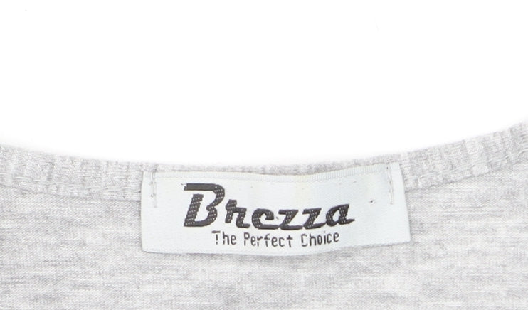 Brezza Women's Grey Long Sleeve Basic Viscose T-Shirt Size 16