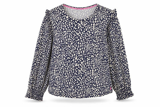 Joules Women's Blue Polka Dot Ruffle Long Sleeve Cotton Tunic Blouse UK16